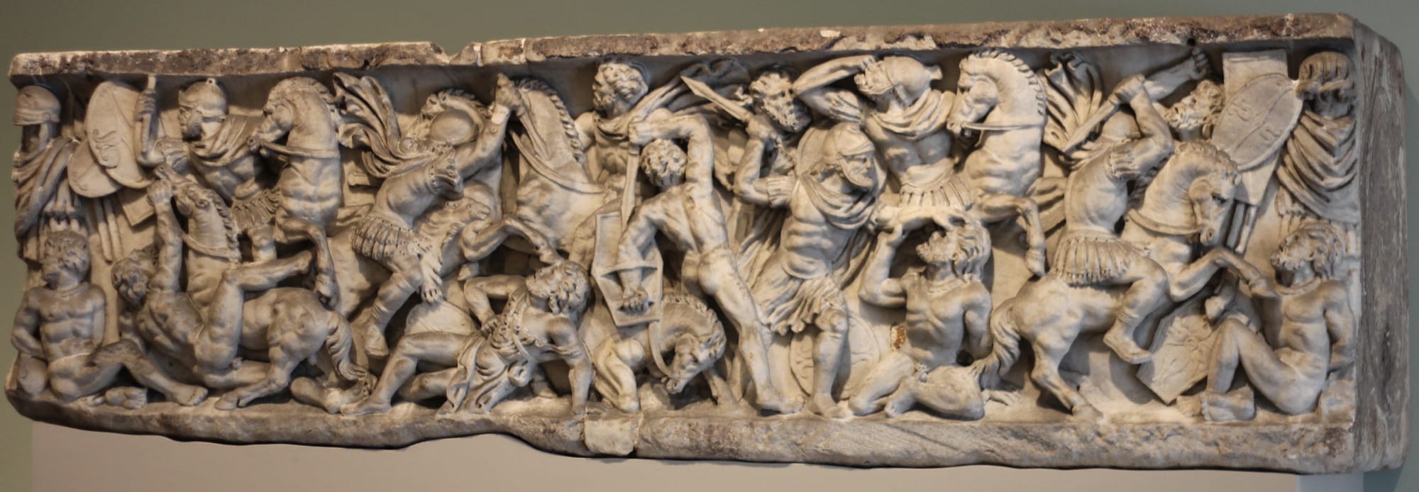 Roman Sarcophagus Depicting Battle Scene at the Dallas Museum of Art